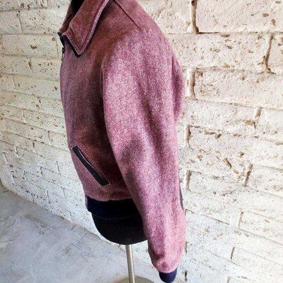 VTG Green Mountain Woolens Bomber Jacket Purple Pink Winter Warm XS/Small - Picture 4 of 10